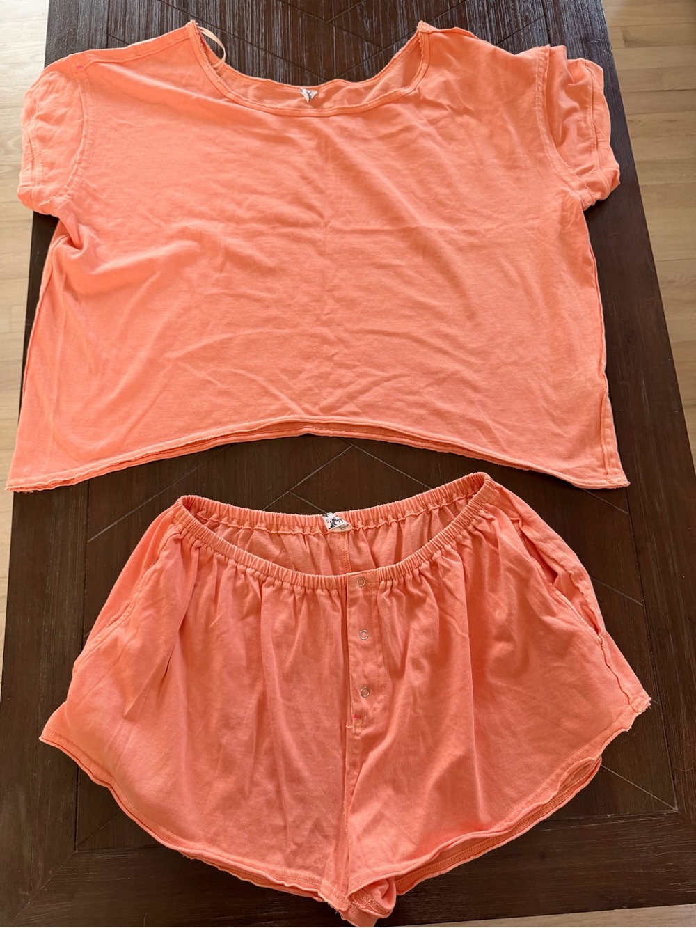 Intimately Free People Coral Lounge Top & Shorts Set Size Small